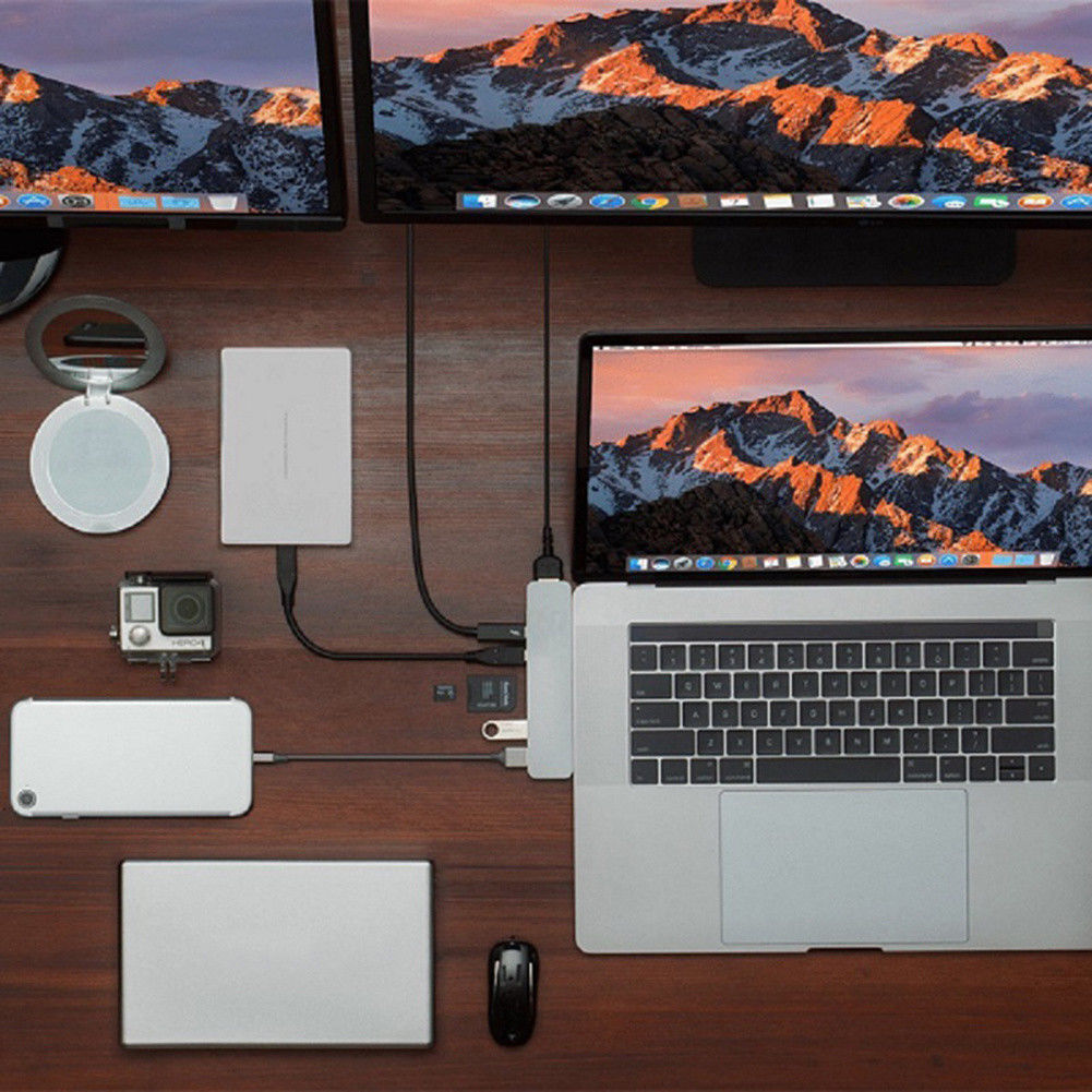 7in1 USB-C Type C HD Output 4K HDMI USB 3.0 Adapter SD TF CARD HUB MacBook Pro