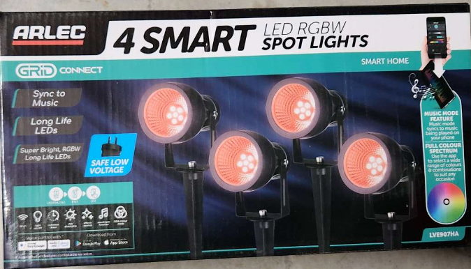 Arlec 4pk Smart LED RGBW Spot Lights Smart Home LVE907HA Safe Low Voltage