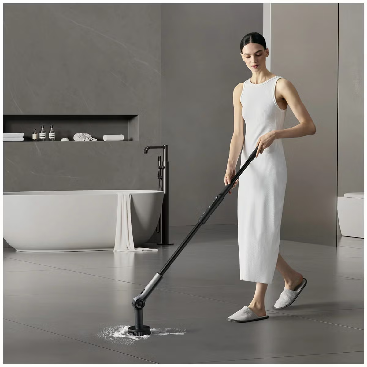 HOTO FLEXI Cordless Spin Scrubber QWQJA08 Adjustable Angles 8 Brush Heads Remote