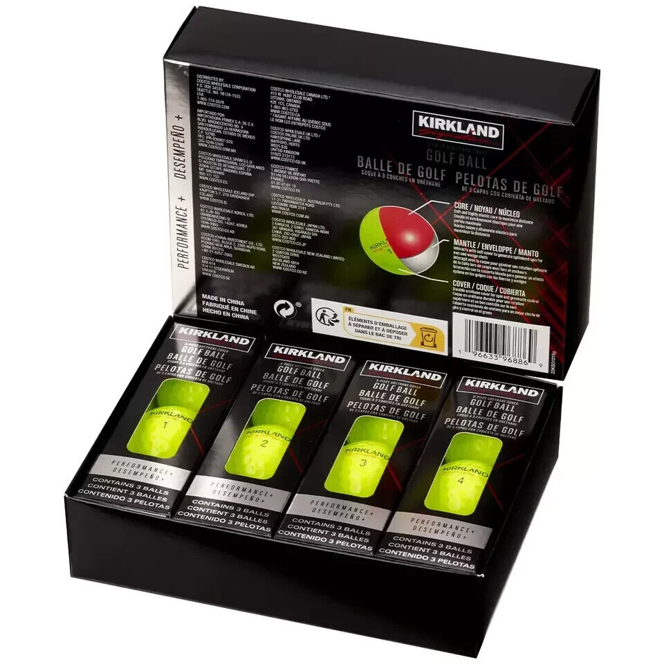 KIRKLAND SIGNATURE Performance+ 3-Piece Urethane Cover Golf Ball 24 Balls Yellow