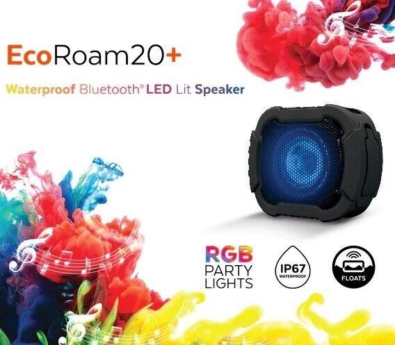 ECOXGEAR EcoRoam20+ Waterproof Floats RGB Colour Music Sync LED BluetoothSpeaker