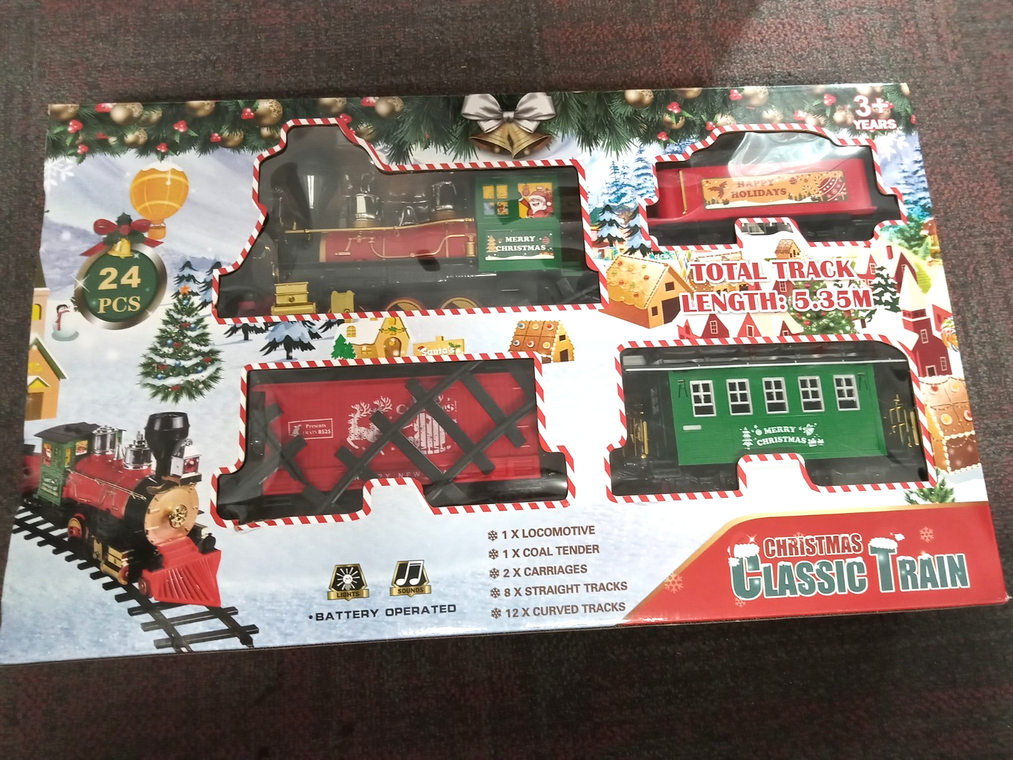 Classic Christmas Train Toy Set Battery Operated