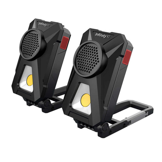 Infinity X1 700Lumen Rechargeable Work Lights with Bluetooth Stereo Speakers 2pc