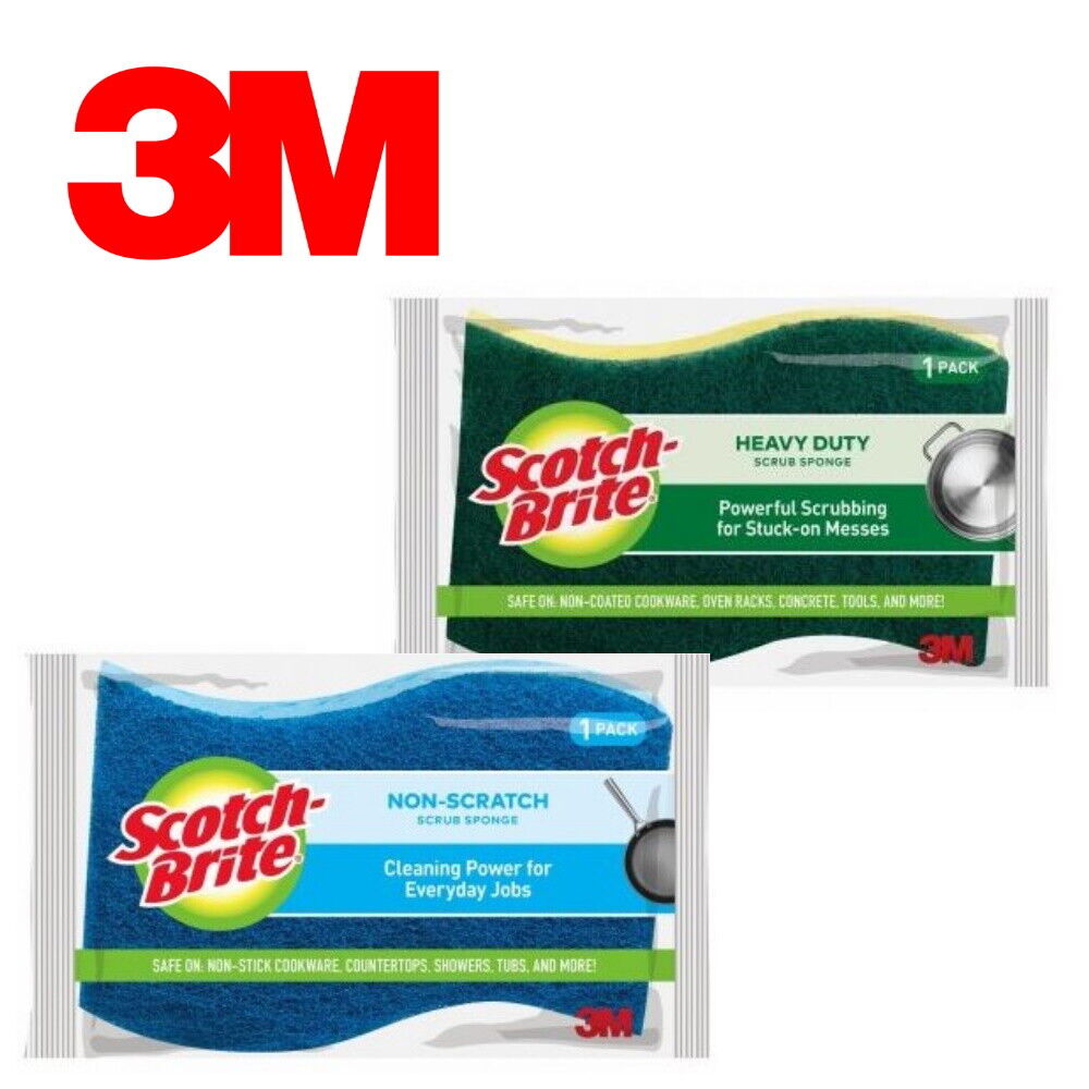 3M Scotch Brite Kitchen Heavy Duty Non-Scratch Scrub Mix Scourer Sponge Cleaner