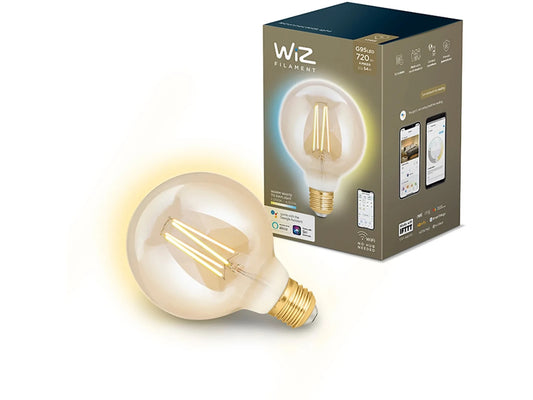 WiZ Smart LED Bulb A60 B22 Amber Filament 2000–4500K 720lm WiFi Google Alexa