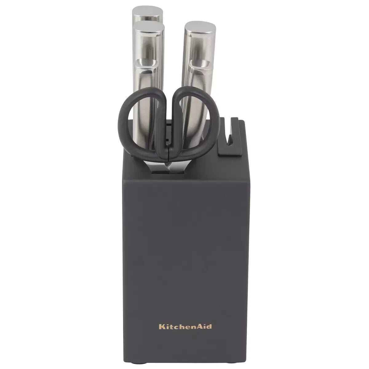 KitchenAid 7-Piece Birchwood Knife Block Set Built-In Sharpener Forged Stainless