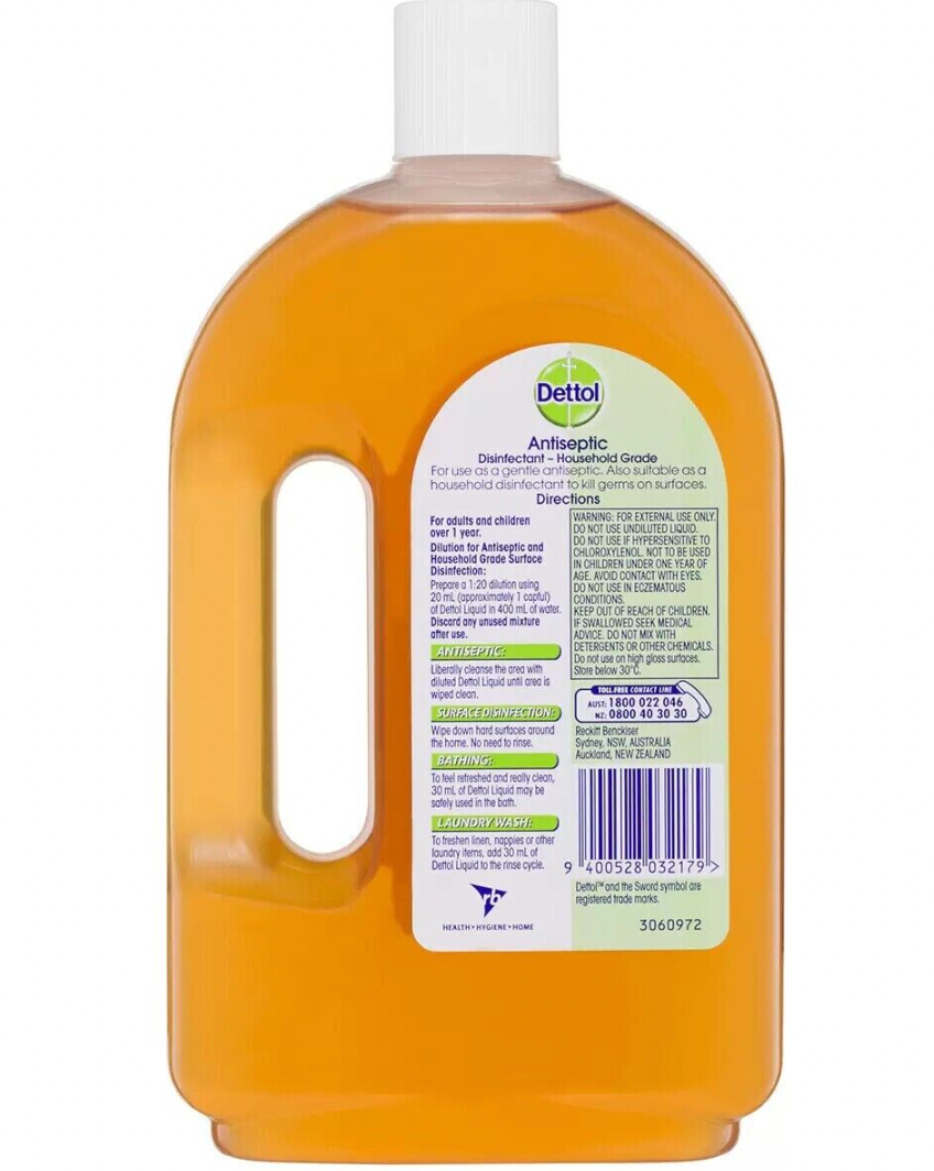 Dettol Antiseptic & Disinfectant Liquid 4 X 750ml Bathroom Kitchen Cupboard