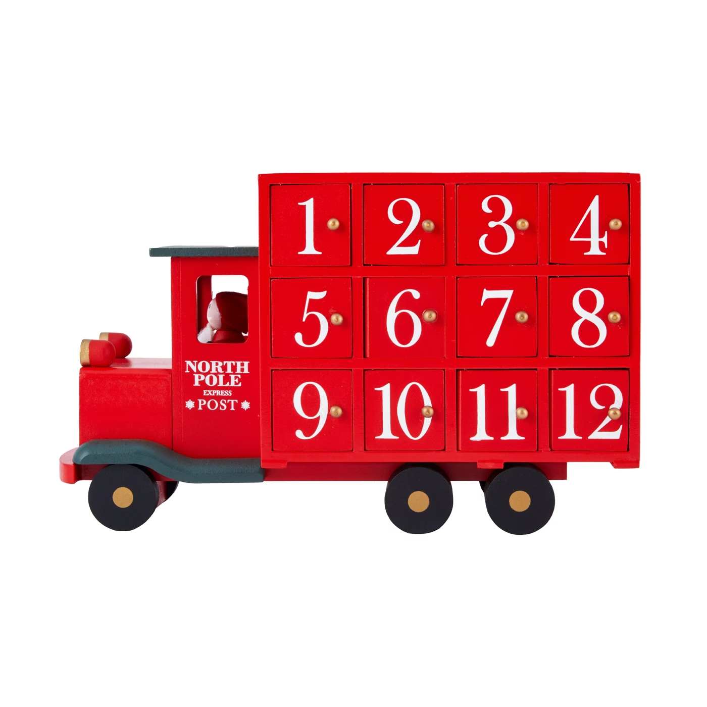 Christmas Advent Calendar Truck Red Countdown Treats Box Table Tree Decoration