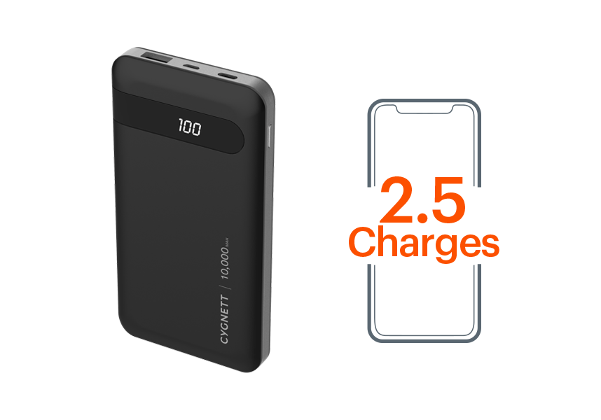 Cygnett ChargeUp Juice 10000mAh Power Bank Pocket Battery Pack USB A + USB C