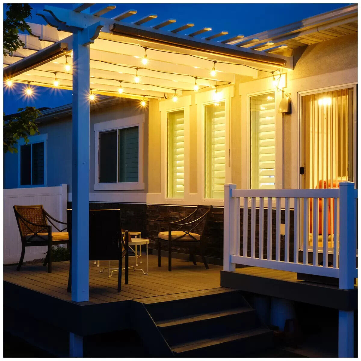 Feit 14.6m/48ft 24 Sockets IP65 Indoor/Outdoor LED Filament String Light Set
