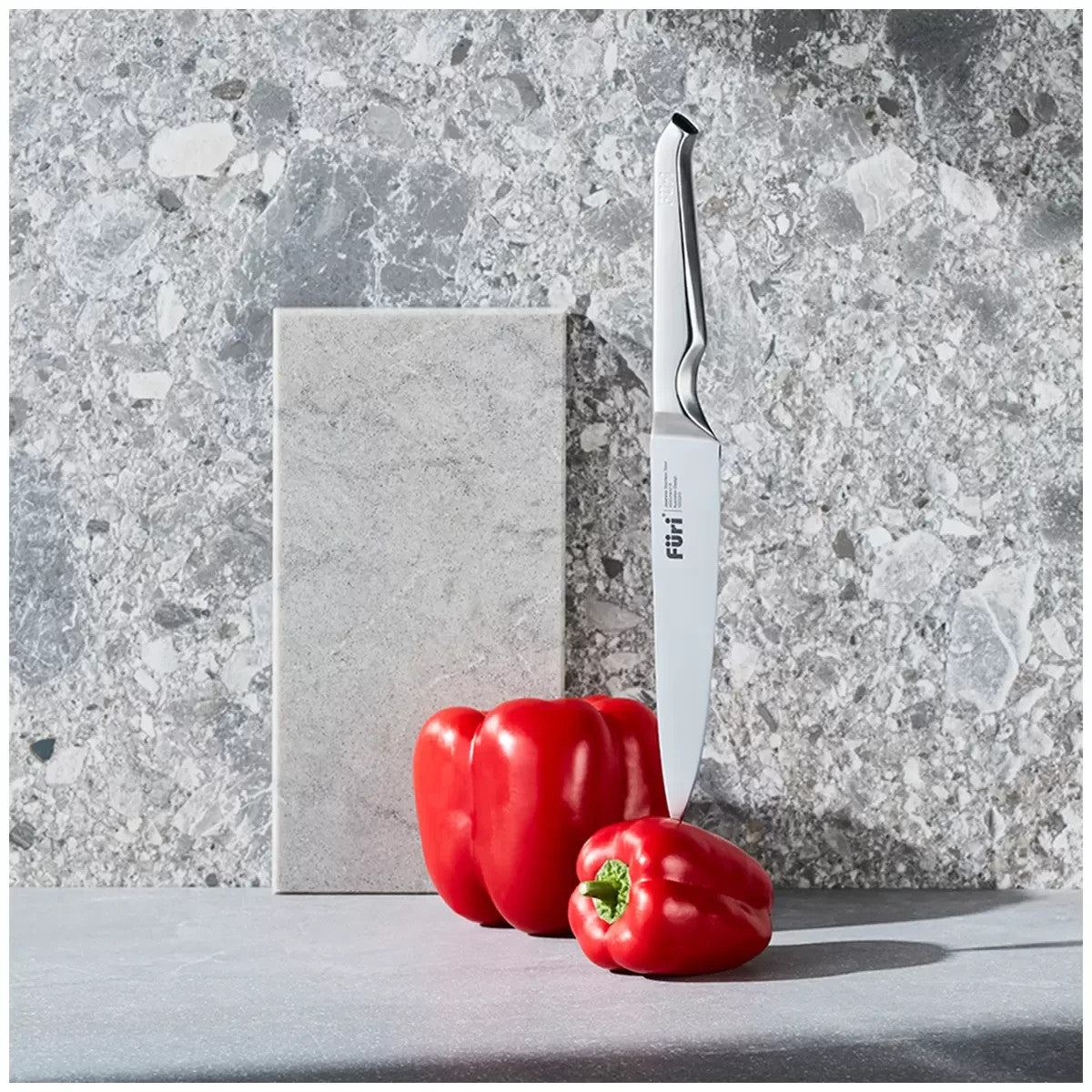 Furi Pro Wooden Knife Block Set 7 Pc with Five Premium Knives and Sharpener