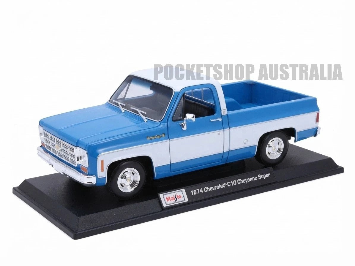 Maisto 1:18 Diecast Special Edition – 1974 Chevrolet C10 Cheyenne Super (Blue)