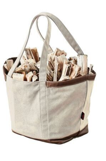 Scandia Kanfas Wood Bag Sand White