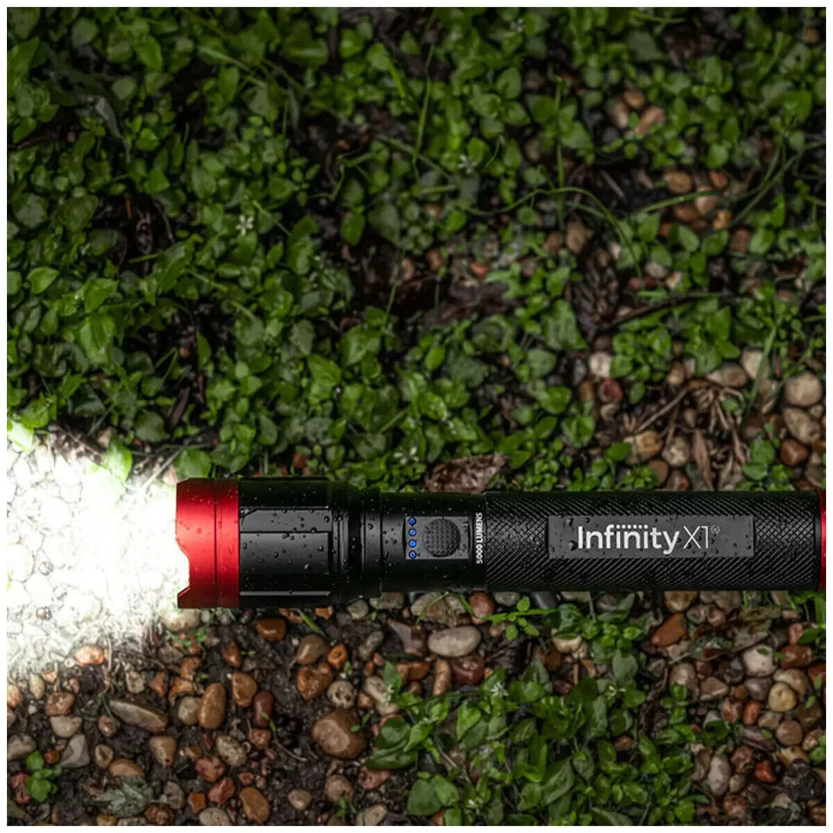 Infinity X1 Dual Power Flashlight 5000 Lumens Rechargeable AA Dual Power Torch