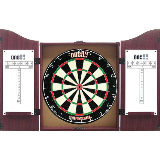 One80 MDF Dartboard Cabinet Rosewood – Includes Scoreboards