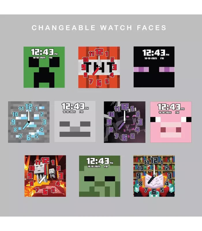 Mojang Minecraft Smart Watch Camera Time Learning Video & Calculator
