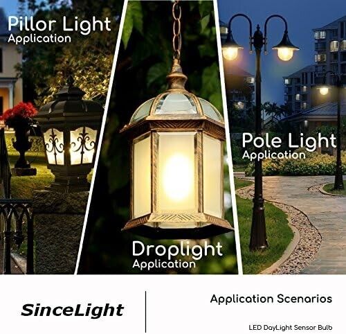 SINCELIGHT 9W B22 Dusk to Dawn Outdoor LED Lights Sensor Bulbs Auto On/Off Lamps