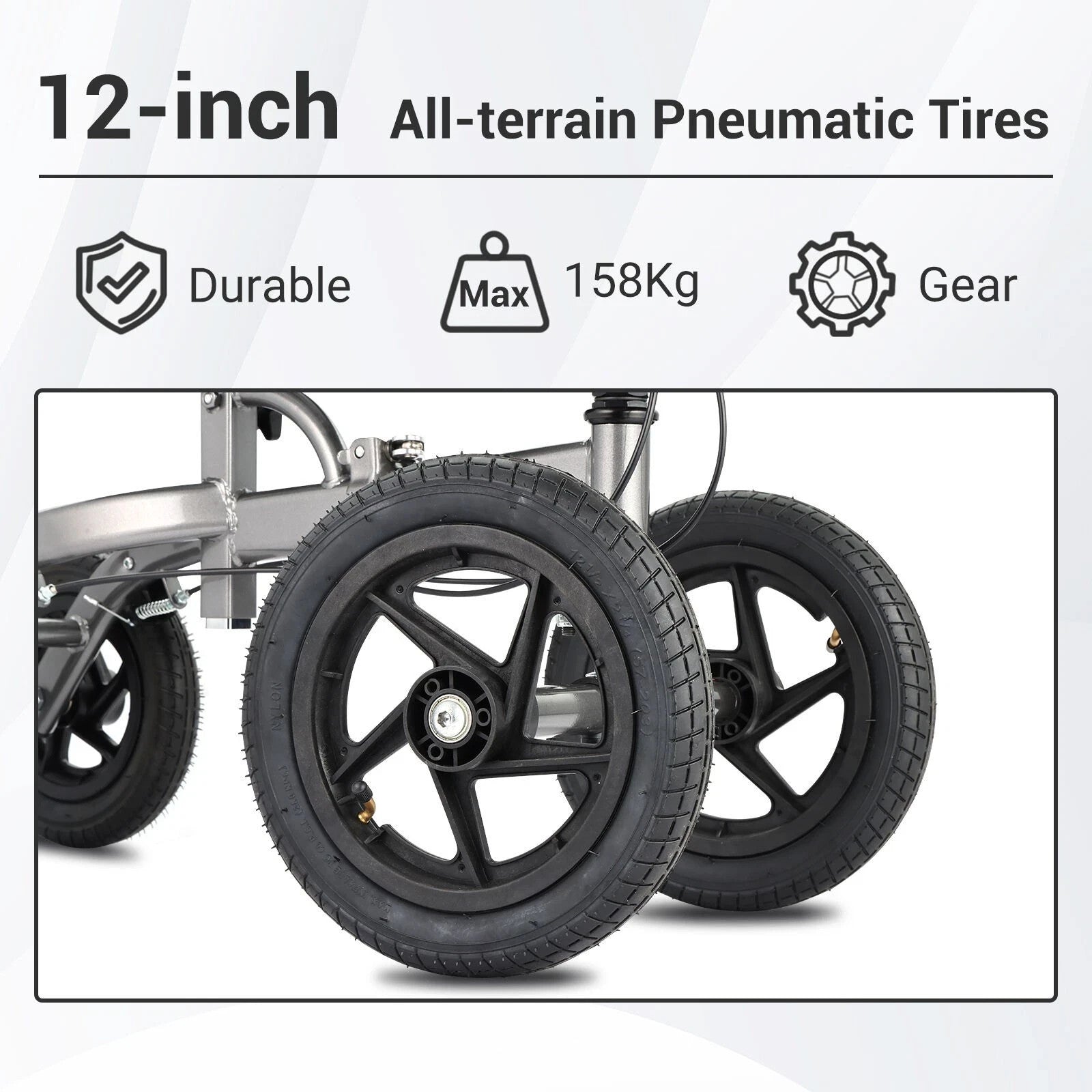 Altus Bariatric Knee Scooter Walker Foldable All-terrain 12 Inch Pneumatic Tires