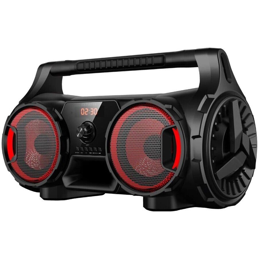 Aiwa Portable Bluetooth Party Speaker Boombox LED Lights USB FM Radio Remote EQ