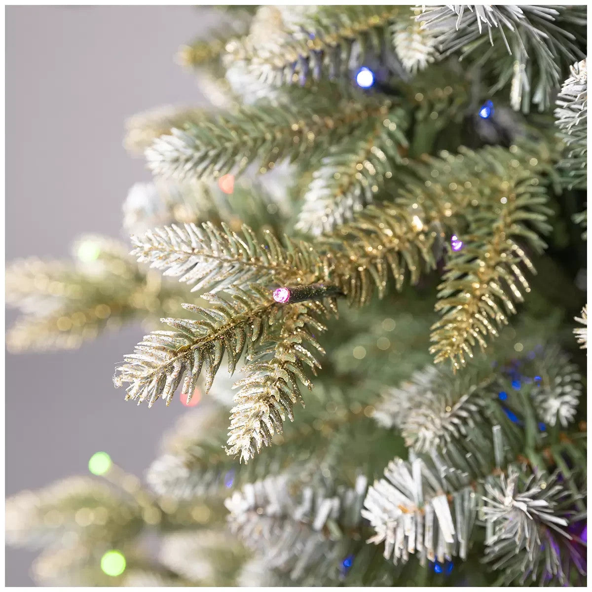 Pre-Lit Glitter Frosted Potted Christmas Tree 1.37m LED Lights Artificial Decor