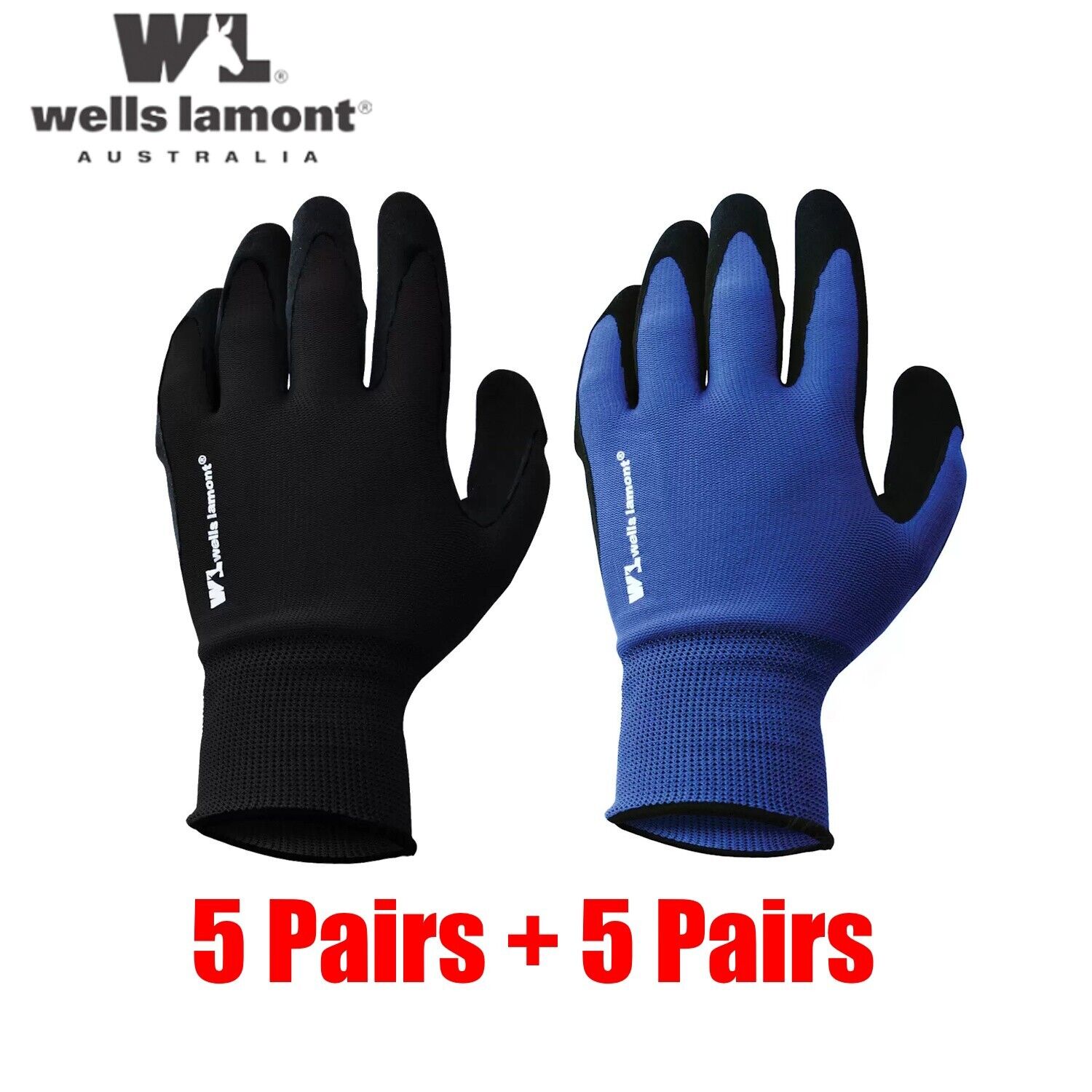 10 Pair Wells Lamont Work Safety Gloves Antimicrobial Mechanic Garden Latex L M
