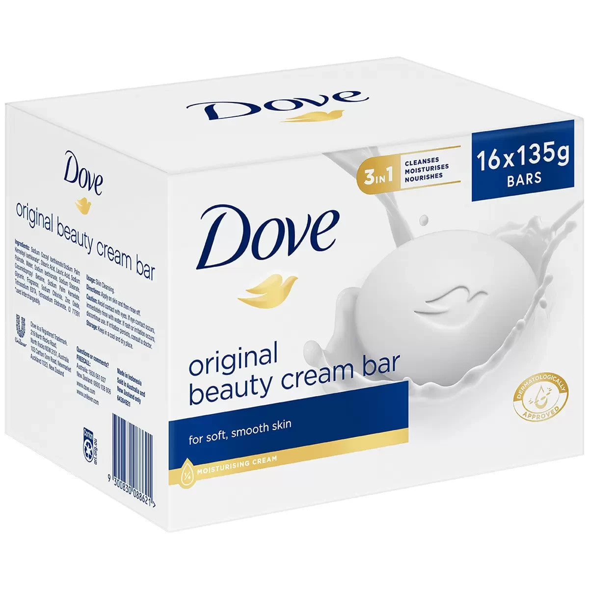 16x Dove Beauty Cream Bar Original Soap Bath Moisturising Soaps Bulk 135g