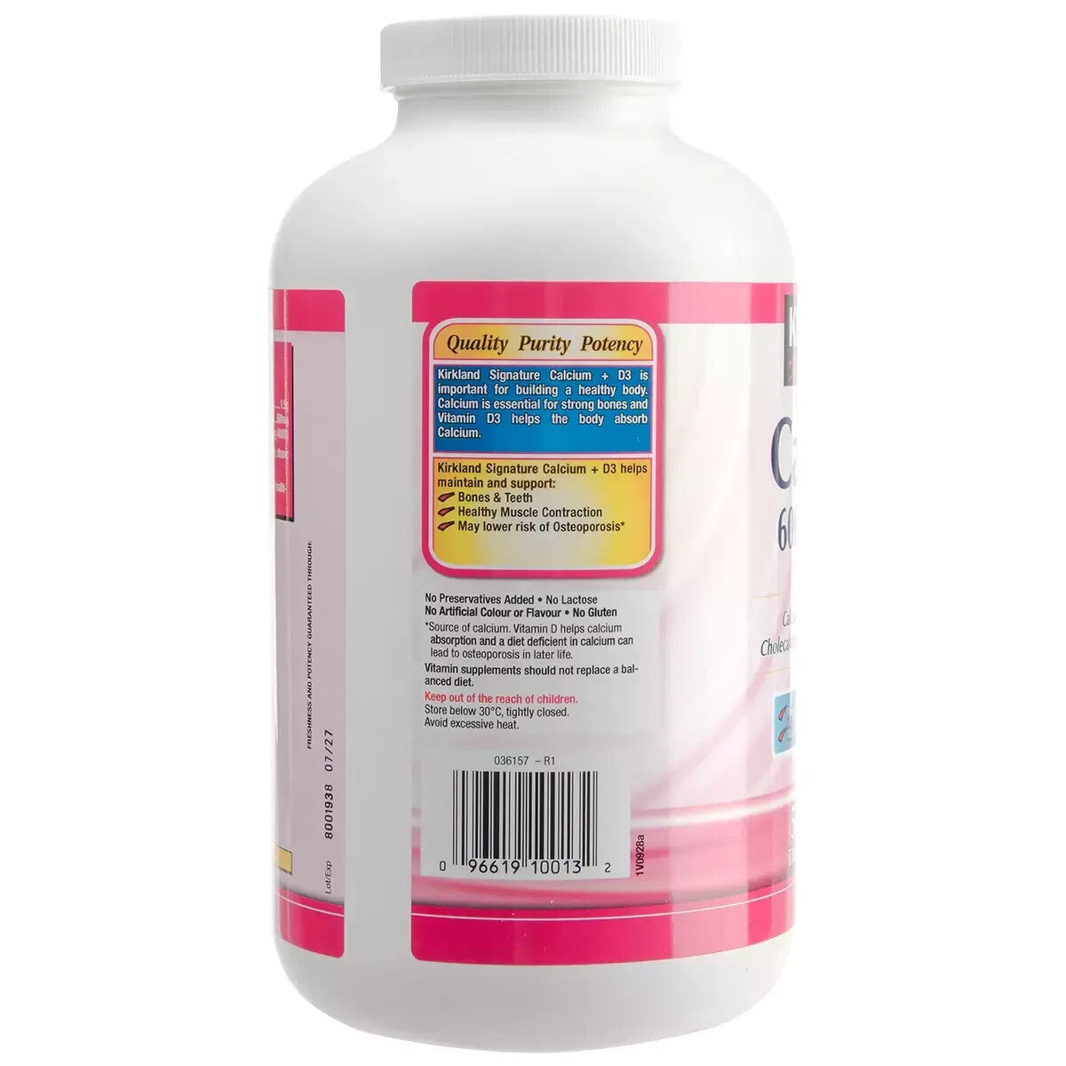  Kirkland Signature Calcium 600mg+D3, 500 Tablets for Stronger Bones and Teeths