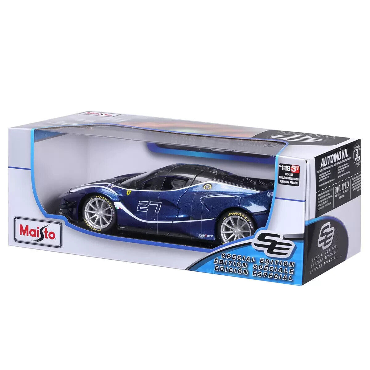 Maisto 1:18 Ferrari FXX K Evo Metallic Blue Detailed Die Cast Toy Diecast Car
