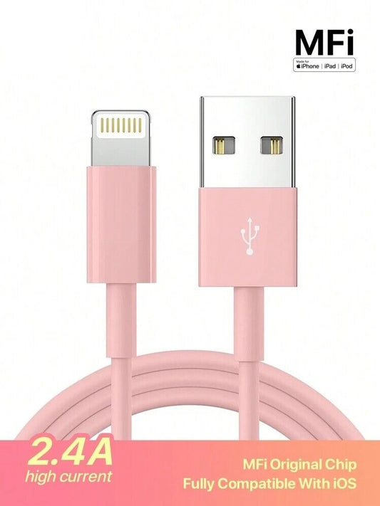 1M MFi Certified Made for Apple iPhone iPad iPod Lightning To USB A CABLE Pink
