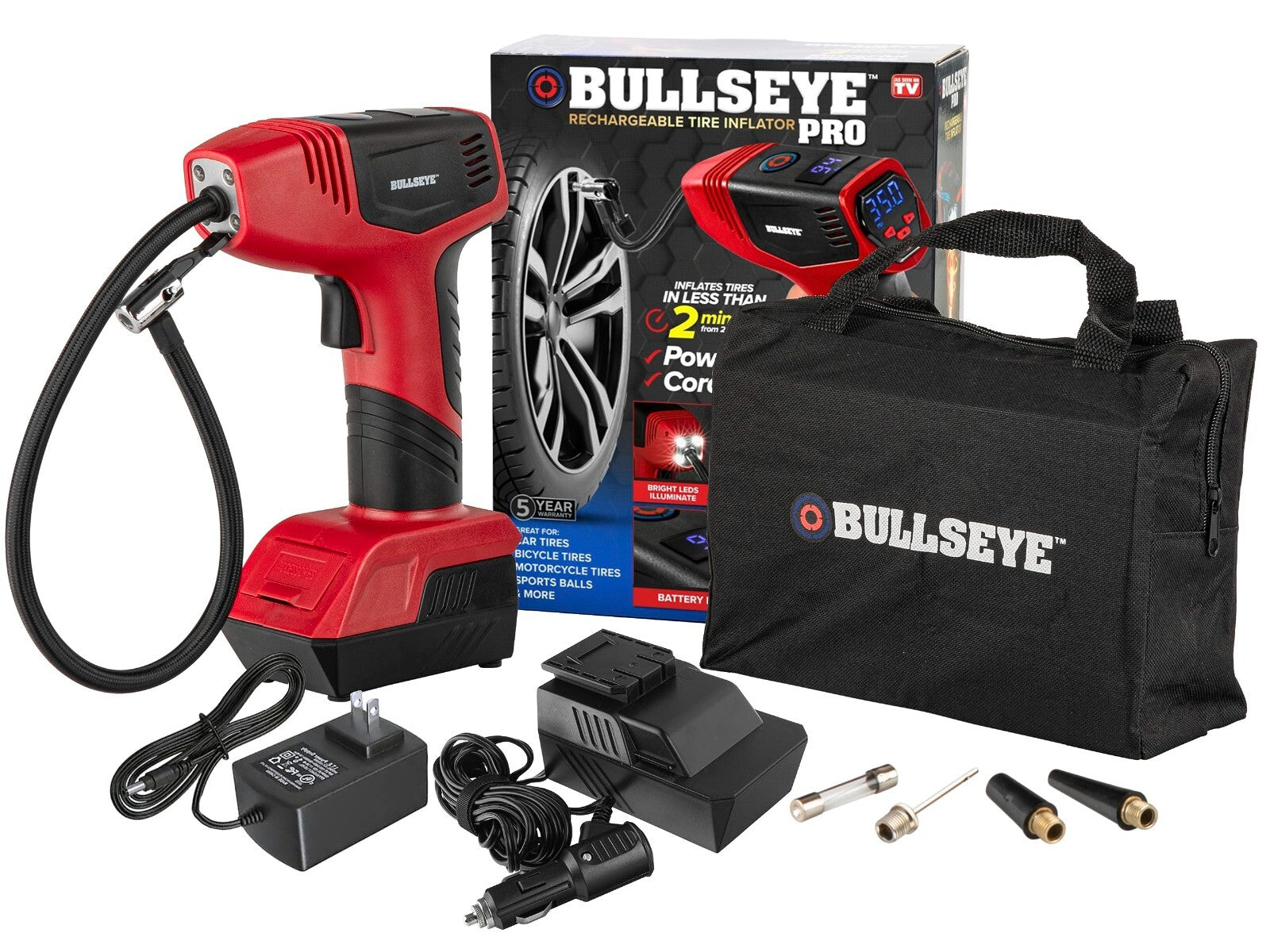 Bullseye Pro Max Rechargeable Cordless Tyre Inflator Air Pump Compressor Gauge