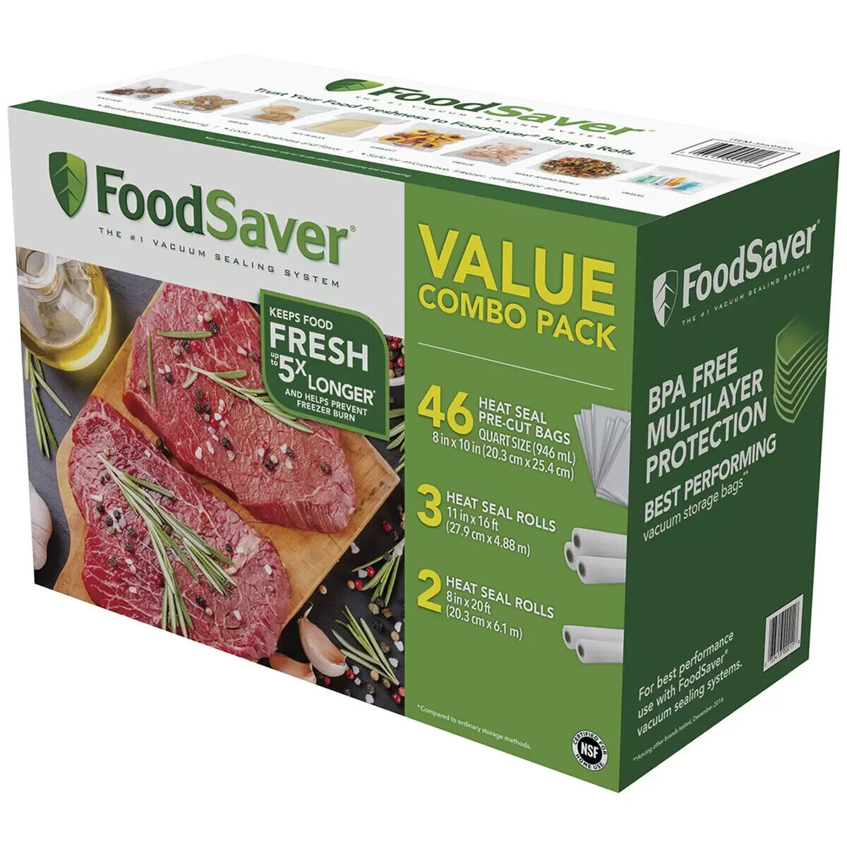 Food saver Vacuum Seal Bags & Rolls FoodSaver Value  46 + 3 + 2 Combo pack