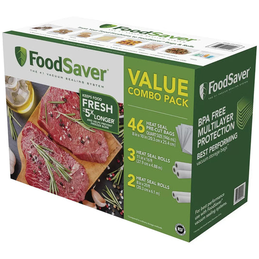 Food saver Vacuum Seal Bags & Rolls FoodSaver Value  46 + 3 + 2 Combo pack