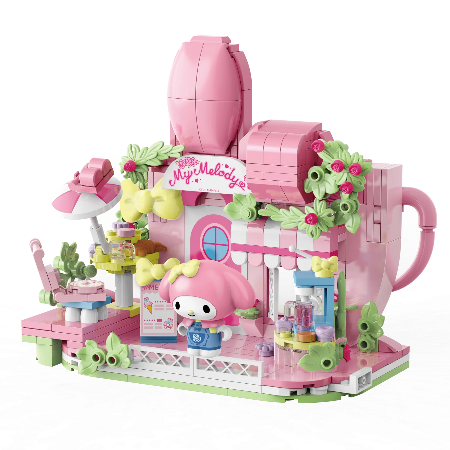 KeepPlay Sanrio Licensed My Melody Floral Cafe 377-Piece Building Brick Playset
