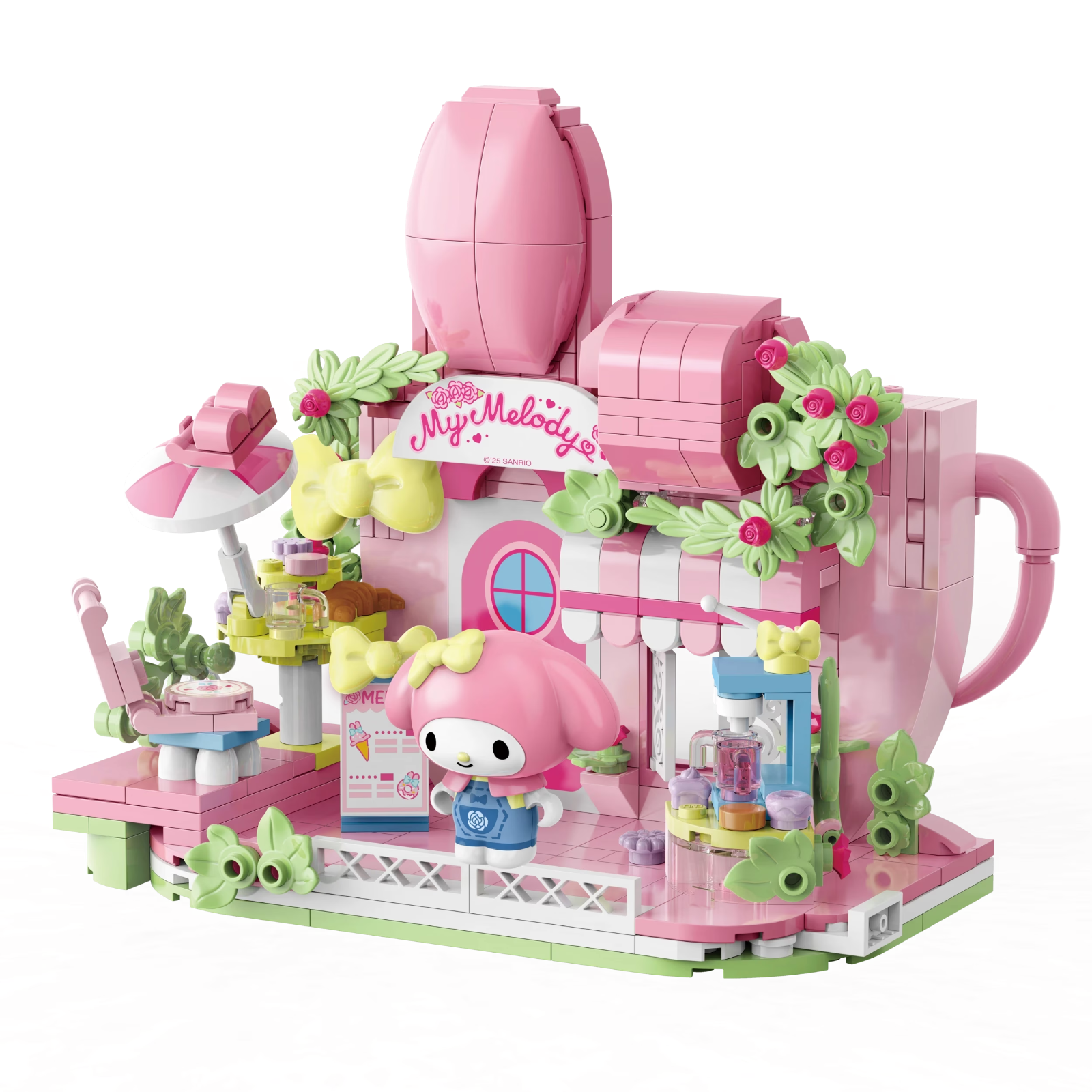 KeepPlay Sanrio Licensed My Melody Floral Cafe 377-Piece Building Brick Playset