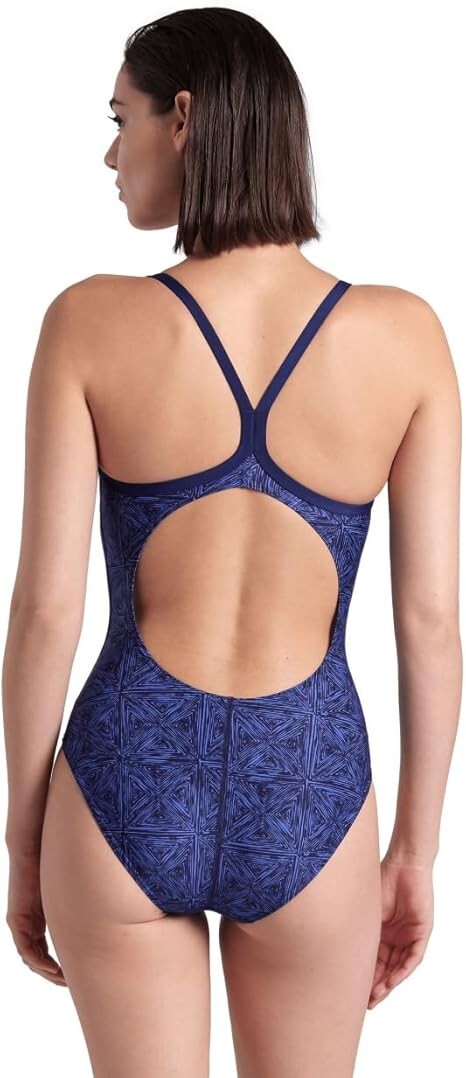 ARENA Girls Arena Abstract Tiles Swimsut Lightdrop Navy Team Royal Size US 20