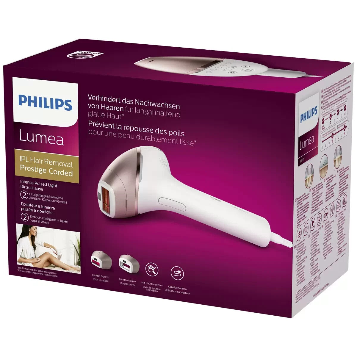 GENUINE Philips Lumea Prestige IPL Hair Removal Device - White/Rose Gold