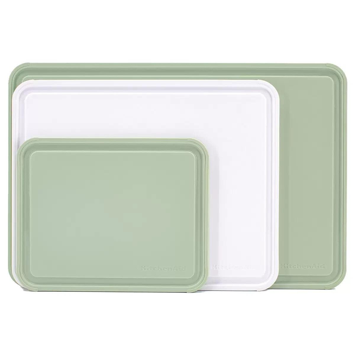 KitchenAid Non-Slip Cutting Chopping Boards 3 Piece Set Pistachio White