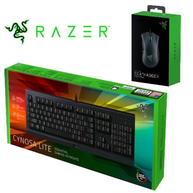 Razer Deathadder Essential PC Gaming Mouse & Cynosa Lite RGB Keyboard Bundle