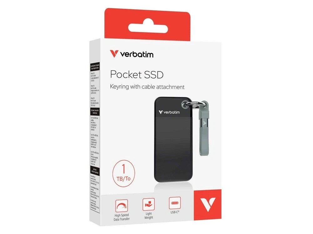 Verbatim Pocket 1TB USB-C 3.2 Gen 2 Portable SSD - Black/Grey 32190