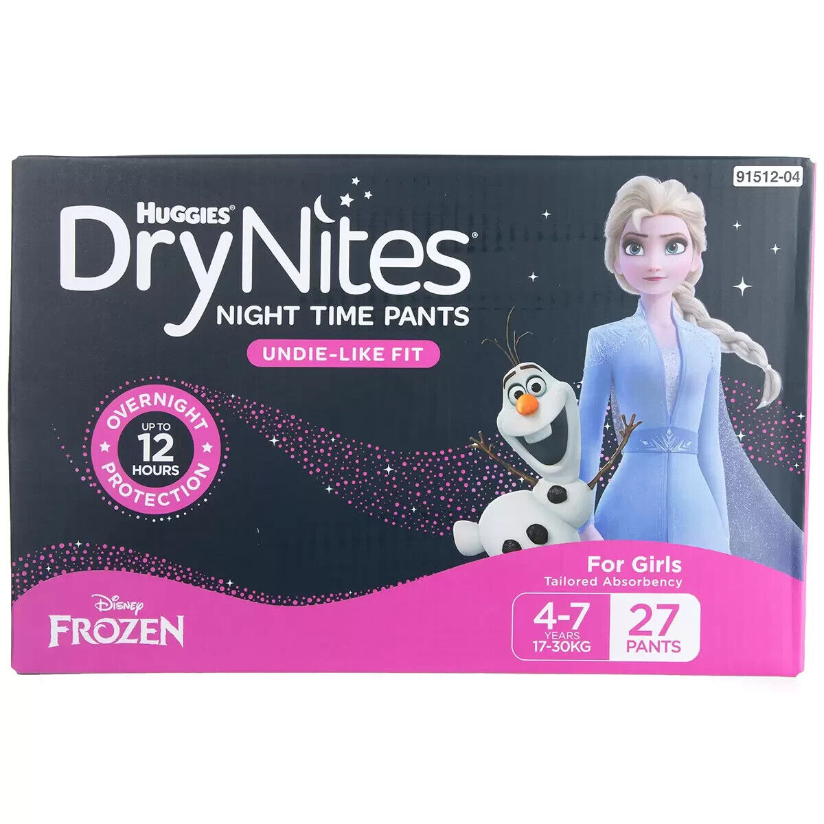 Huggies DryNites Sleeping Night Time 27 Pants X 2 (4-7 Years) Boy Girl
