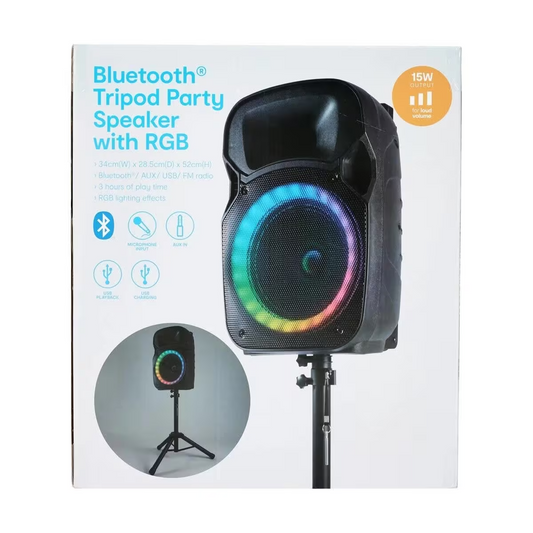 Portable Bluetooth Party Speaker TWS LED lights FM Radio Aux Wireless Mic