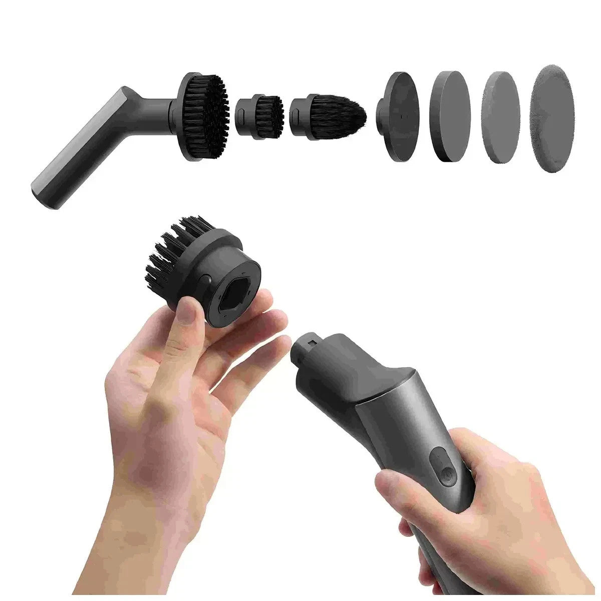 HOTO Cordless Electric Spin Scrubber Adjustable Angles with 6 Brush Heads