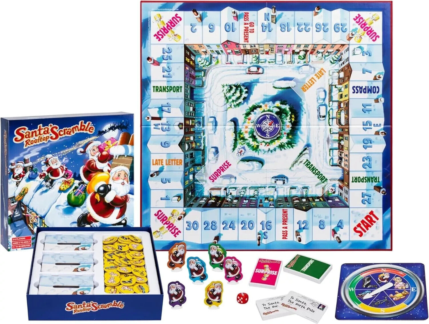 Santas Rooftop Card Scramble Board Game Christmas Role Play 2-4 Players