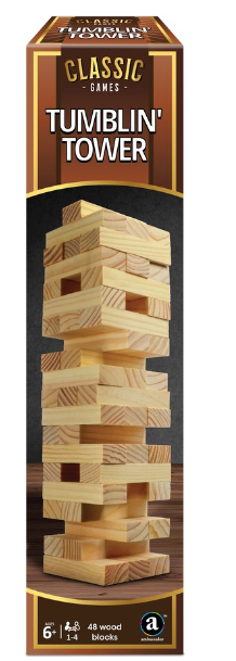 Classic Tumbling Tower Block Game Gift Family Wooden 48pcs Age 6+ 1-4 Players