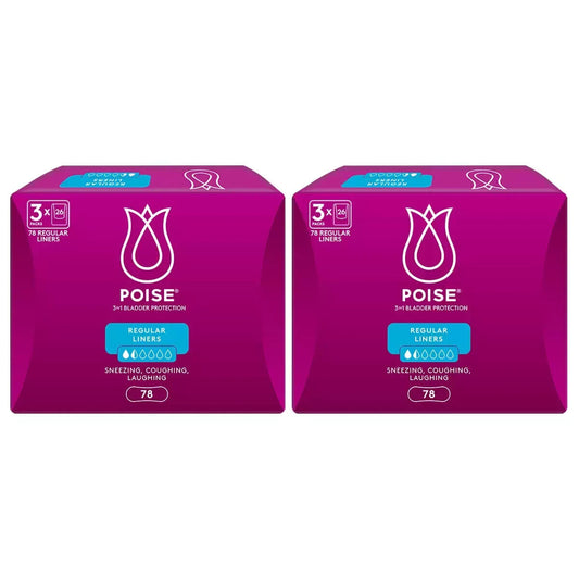 Poise 4 Layer Design Regular Liners for Bladder Leaks 2 x 78 Pack