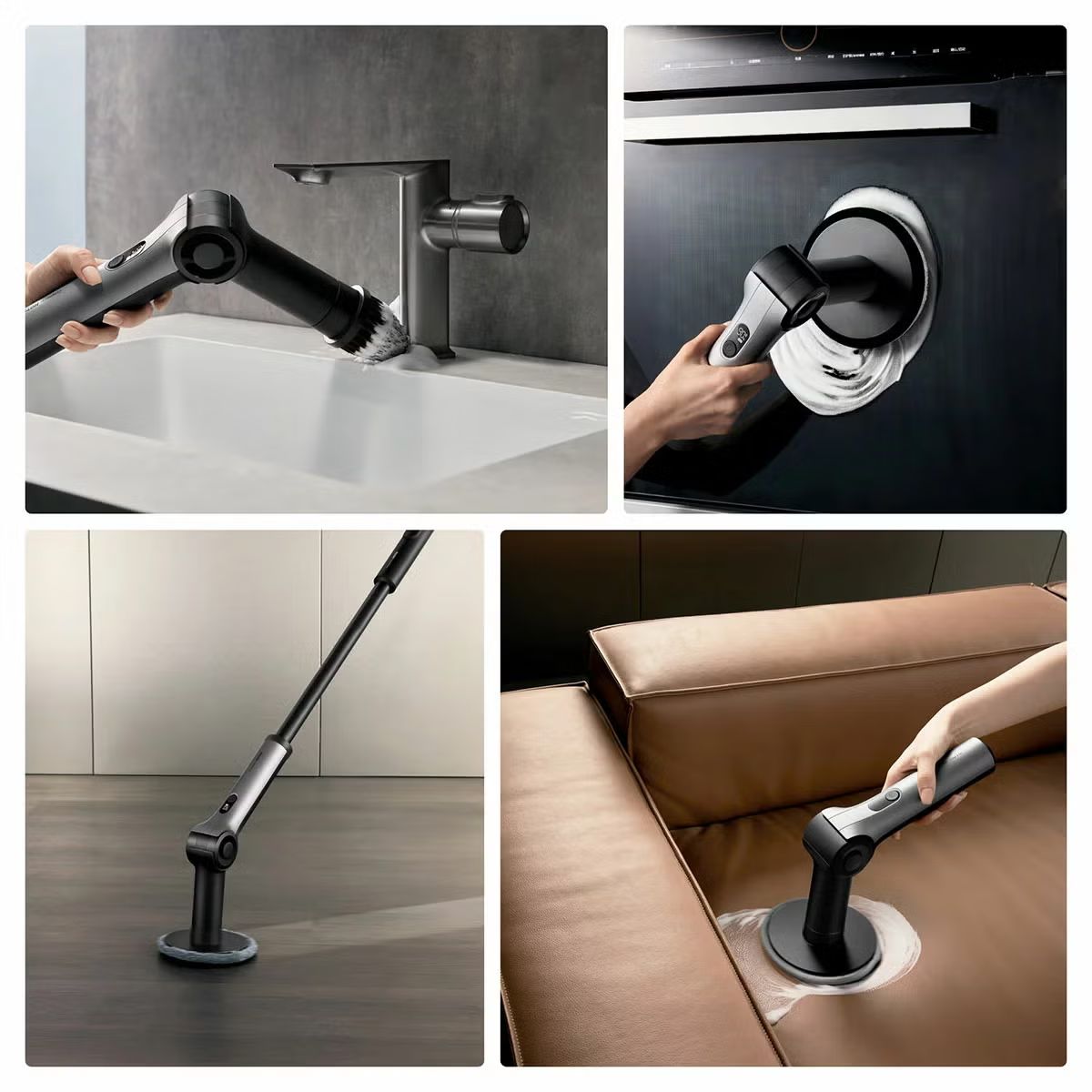 HOTO FLEXI Cordless Spin Scrubber QWQJA08 Adjustable Angles 8 Brush Heads Remote