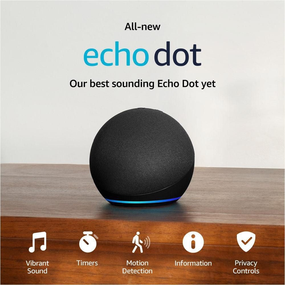 New Amazon Echo Dot Smart Wireless Speaker & Alexa 5th Gen Charcoal BEST SOUND