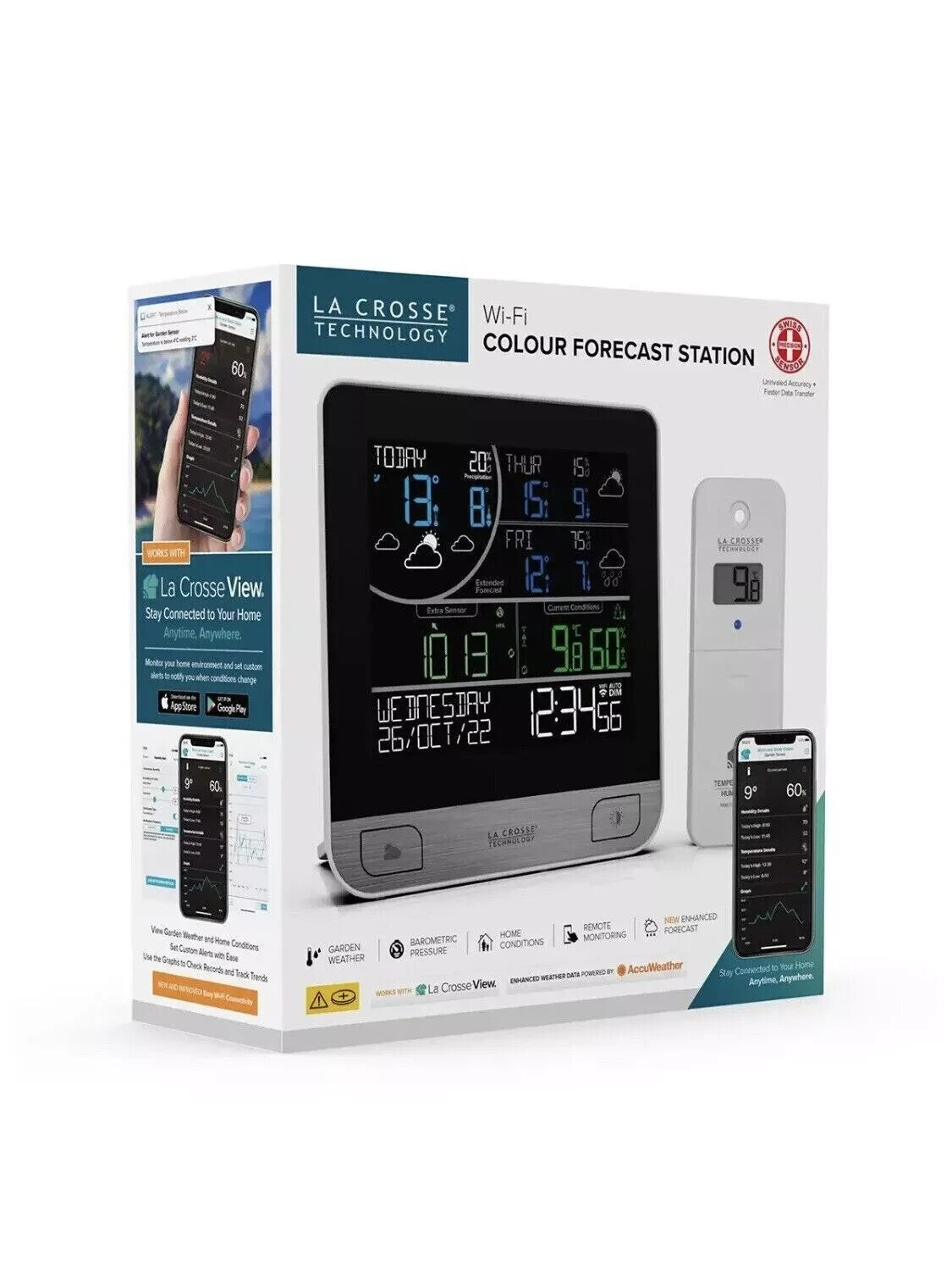 La Crosse Smart Wi-Fi Colour Weather Forecast Station Android iPhone App new