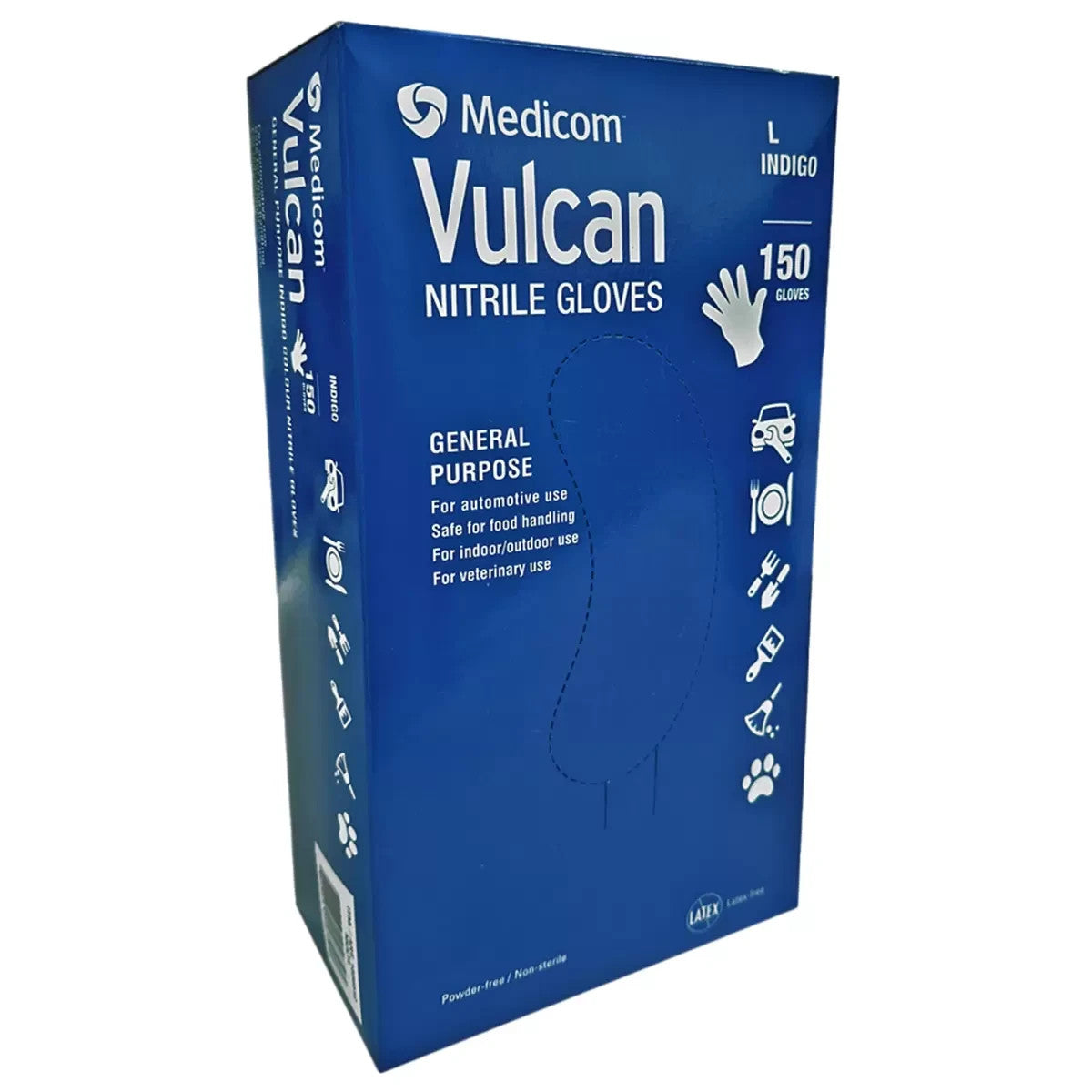 Medicom Vulcan General-Purpose Nitrile Gloves Size L, Large  2 x 150 Count