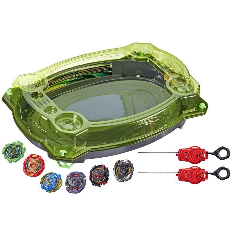 Beyblade Burst QuadDrive Collision Nebula Stadium Battle Set 2 Launchers 6 Tops